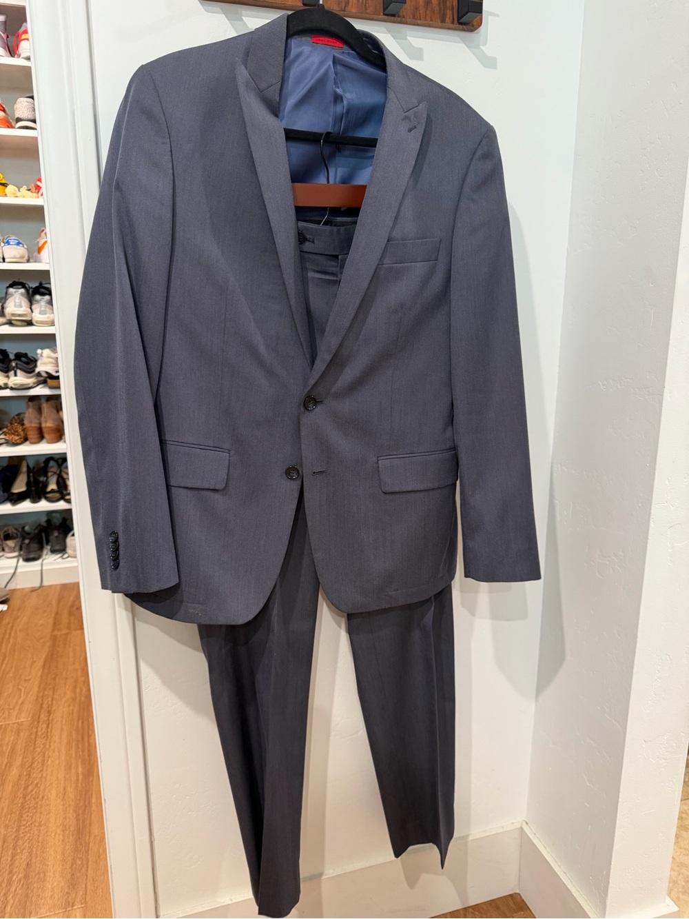 John Varvatos Star USA Peak Lapel Suit Blue Grey 40R / 33R